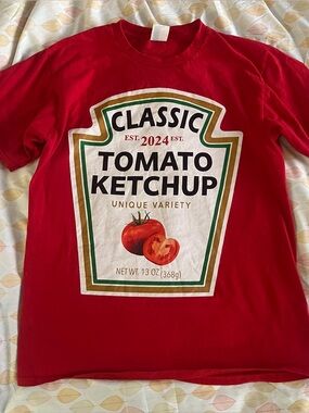 Red ketchup tee shirt, medium